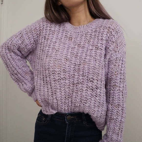 F21 Lilac Chunky Knit Sweater - Picture 2 of 4